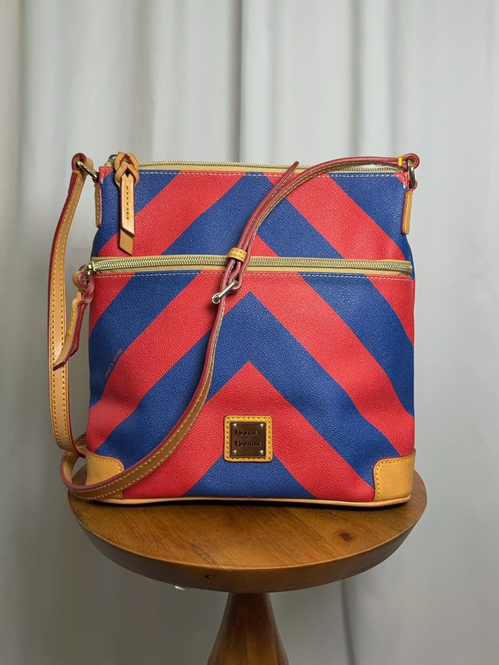 Dooney & Bourke Chevron Coated Cotton Ginger Crossbody Bag - Red & Royal Blue